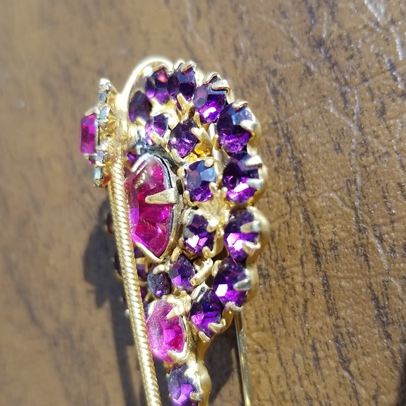 Vintage Rare Fantastic Juliana D&E Pink, Purple, AB Rhinestone Banjo Pin Brooch - Picture 8 of 14